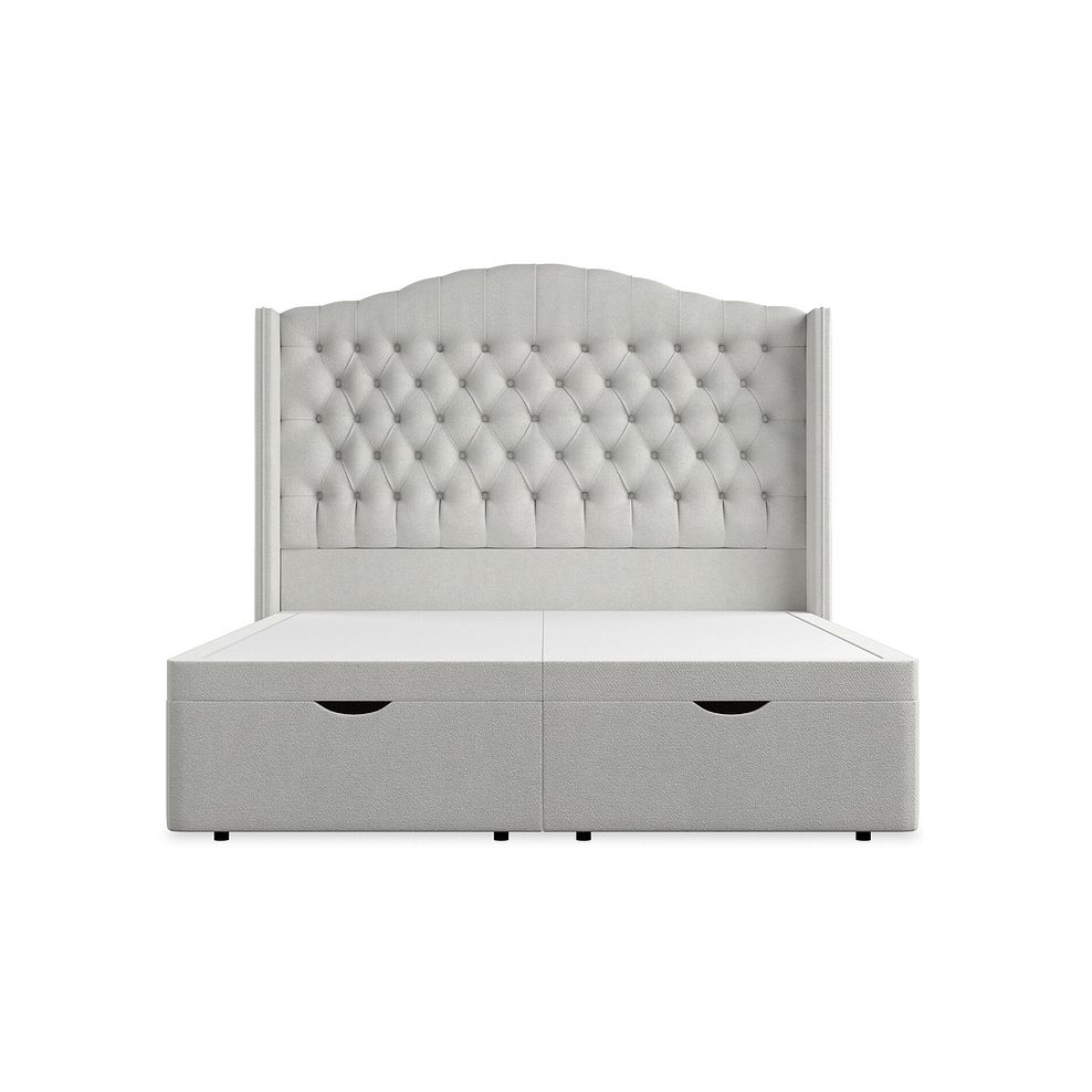 Kendal King-Size Storage Ottoman Bed with Winged Headboard in Venice Fabric - Silver 4