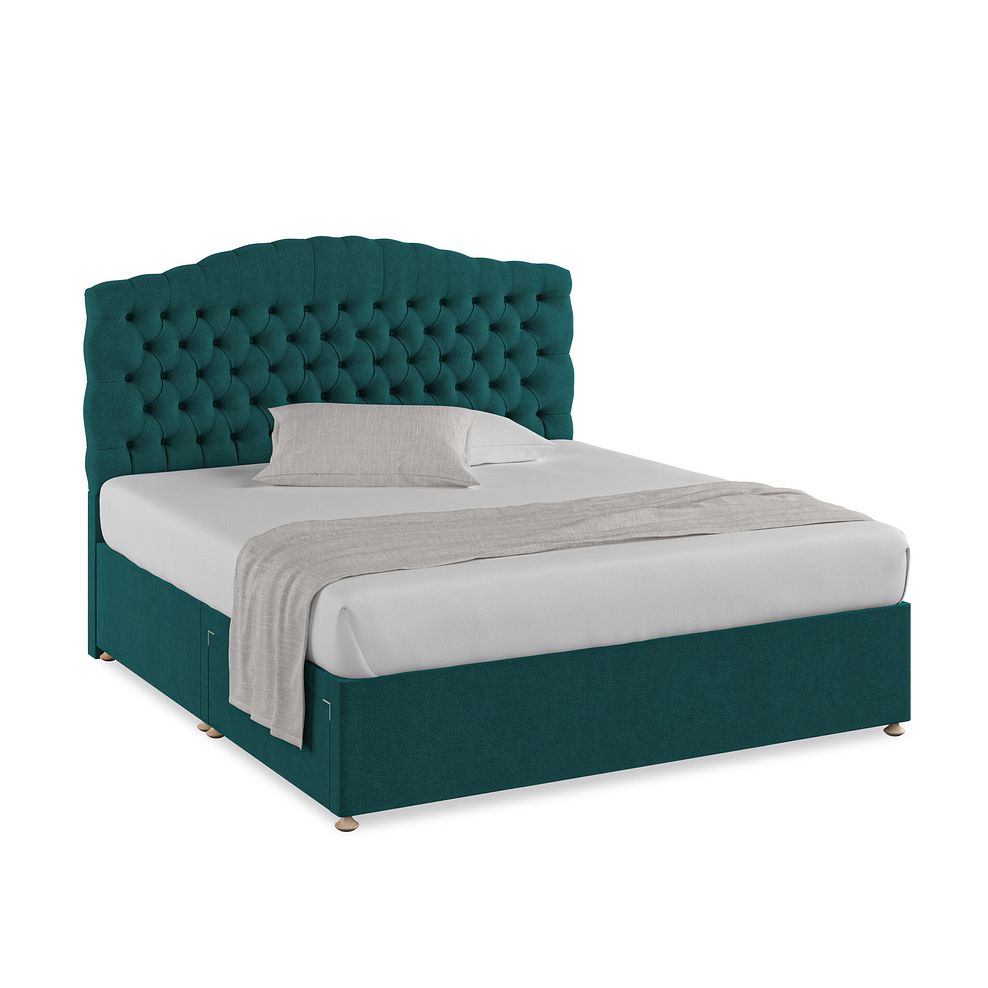 Kendal Super King-Size 2 Drawer Divan Bed in Venice Fabric - Teal 1