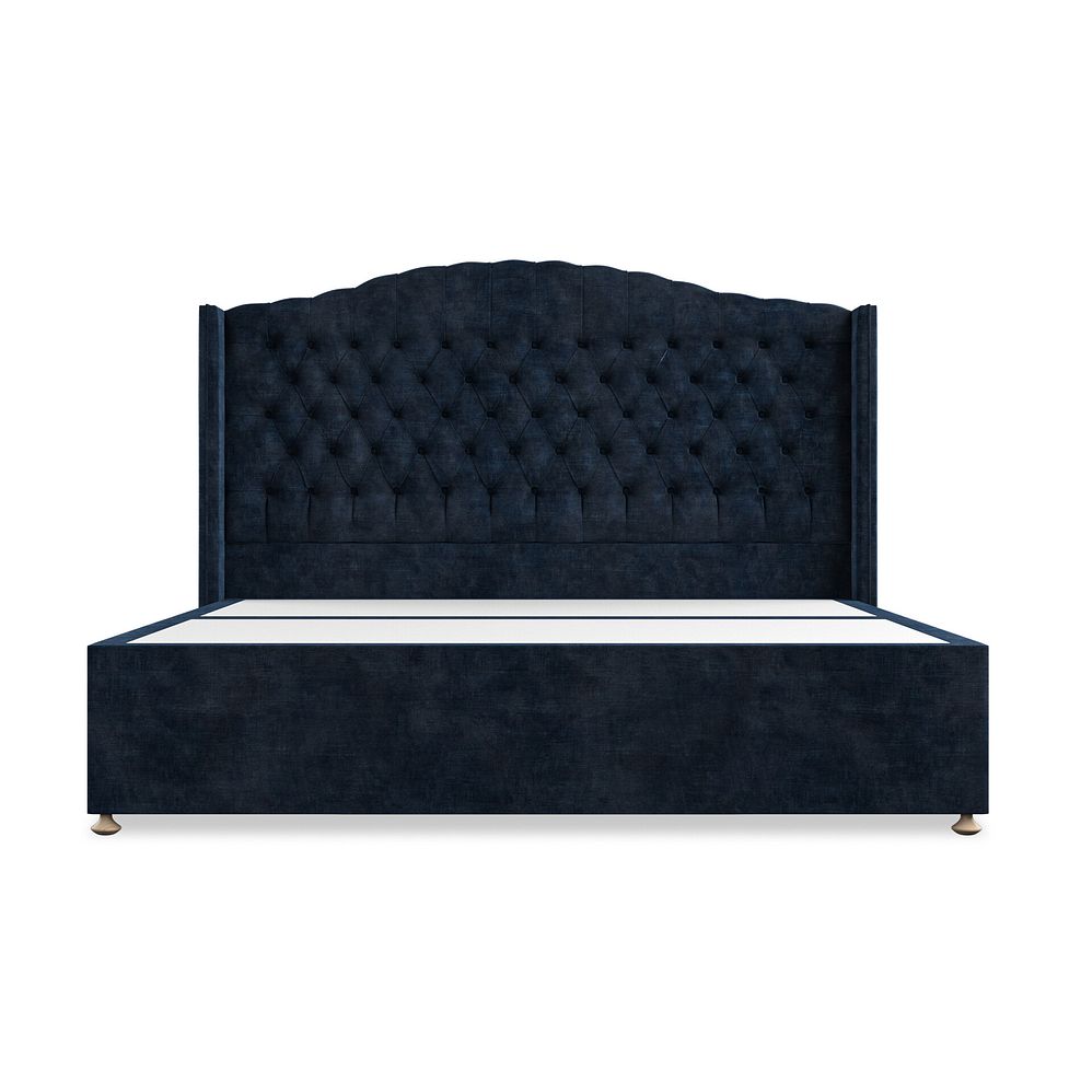 Kendal Super King-Size 2 Drawer Divan Bed with Winged Headboard in Heritage Velvet - Royal Blue 3