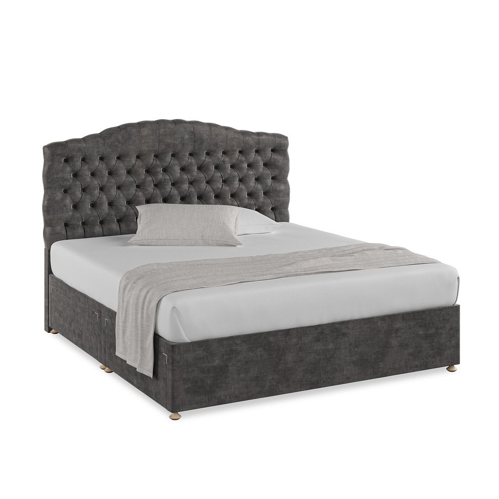 Kendal Super King-Size 4 Drawer Divan Bed in Heritage Velvet - Steel 1
