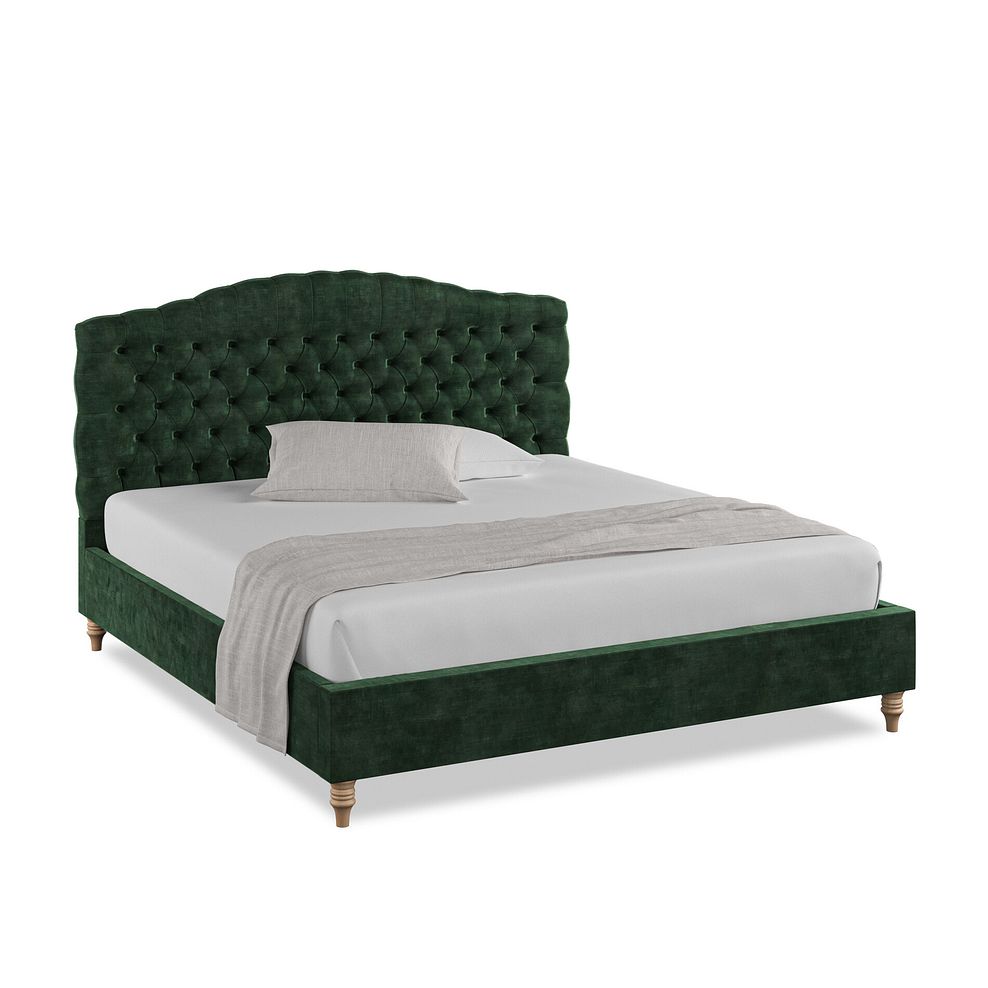 Kendal Super King-Size Bed in Heritage Velvet - Bottle Green 1