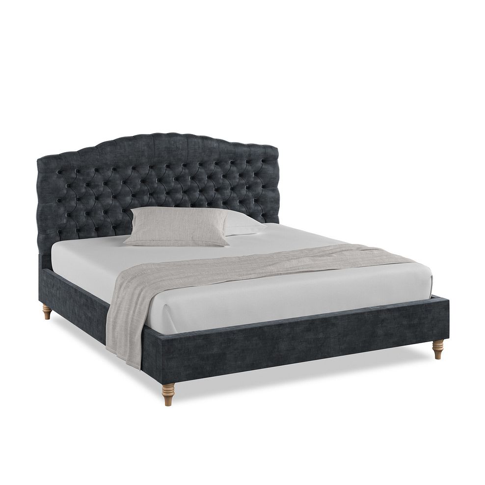 Kendal Super King-Size Bed in Heritage Velvet - Charcoal 1