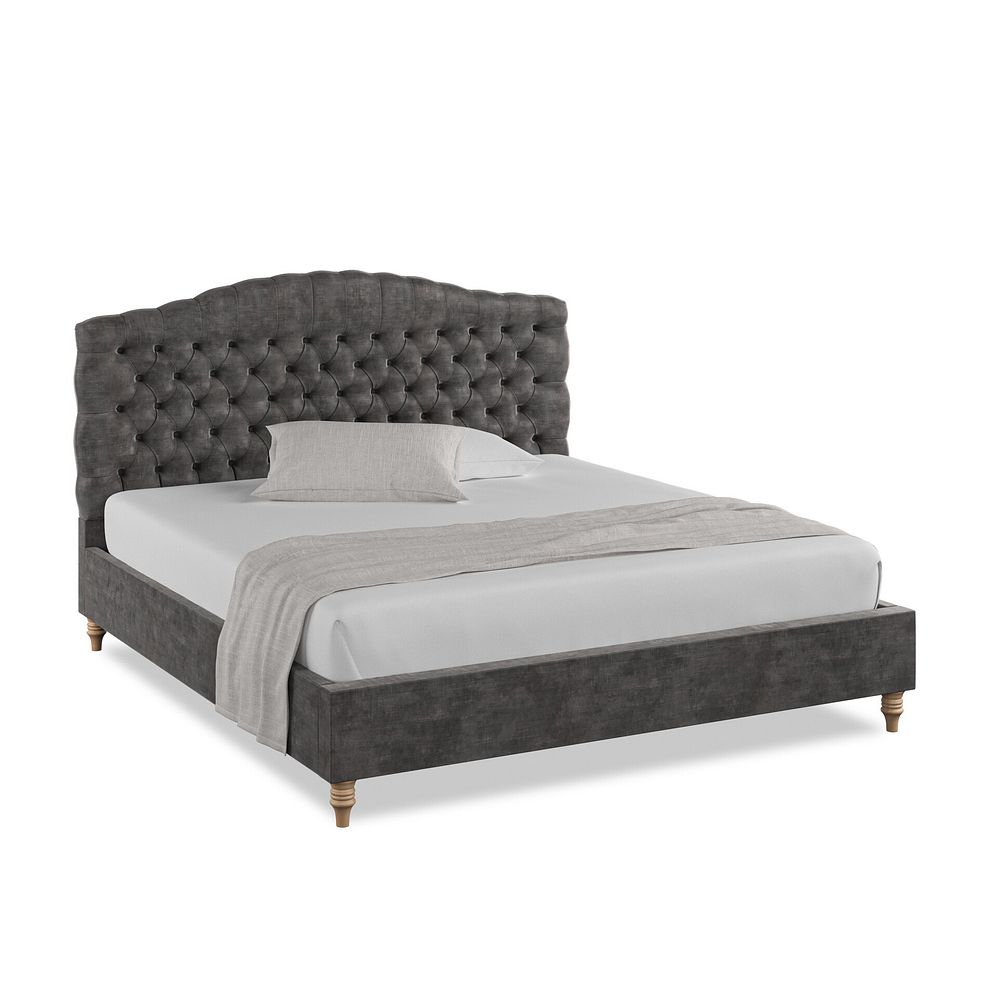 Kendal Super King-Size Bed in Heritage Velvet - Steel 1