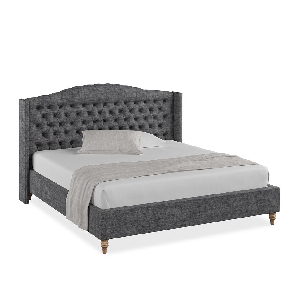 Kendal Super King-Size Bed with Winged Headboard in Brooklyn Fabric - Asteroid Grey 1