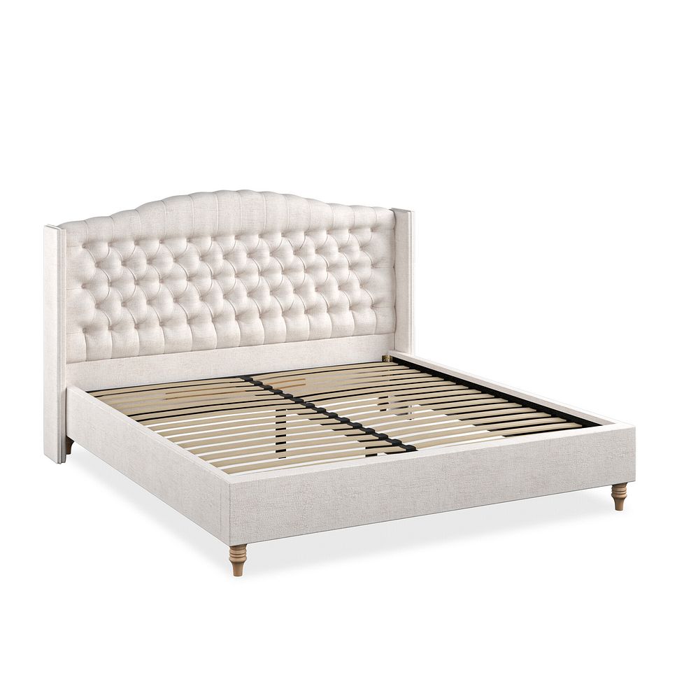 Kendal Super King-Size Bed with Winged Headboard in Brooklyn Fabric - Lace White 2