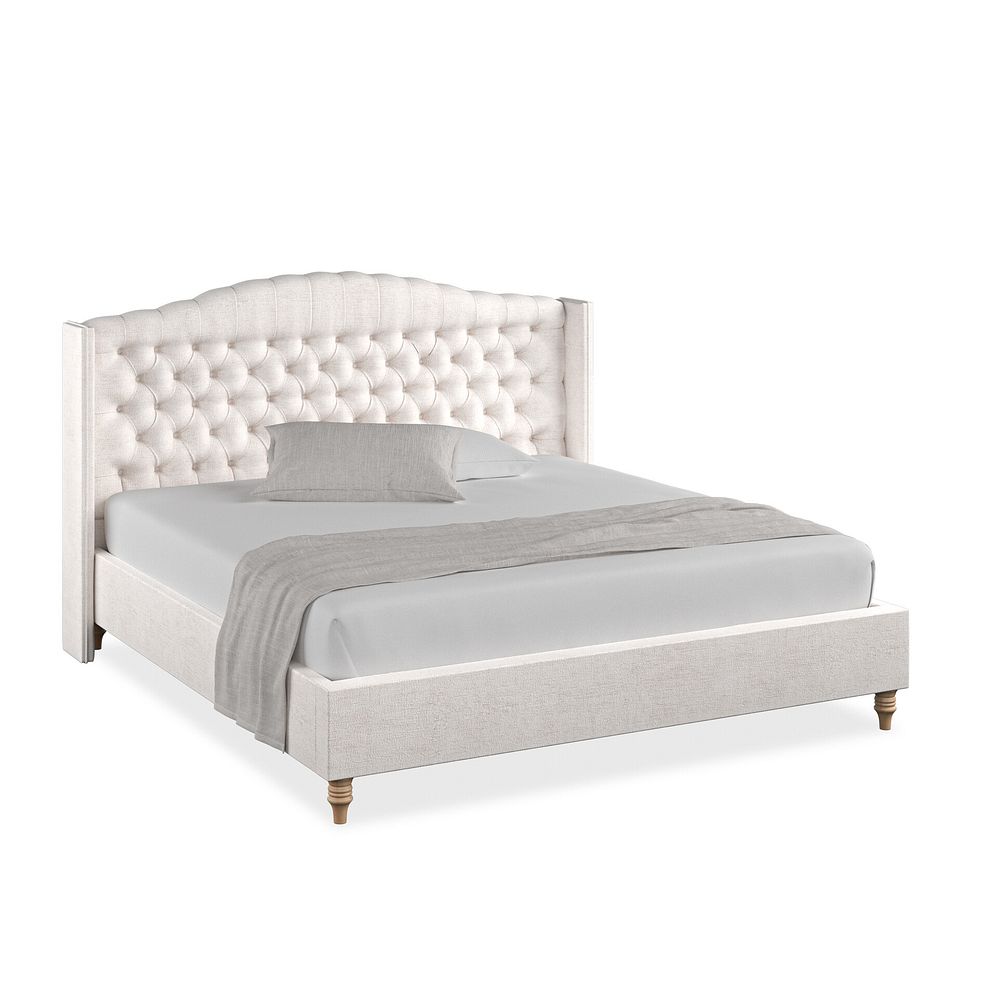 Kendal Super King-Size Bed with Winged Headboard in Brooklyn Fabric - Lace White 1