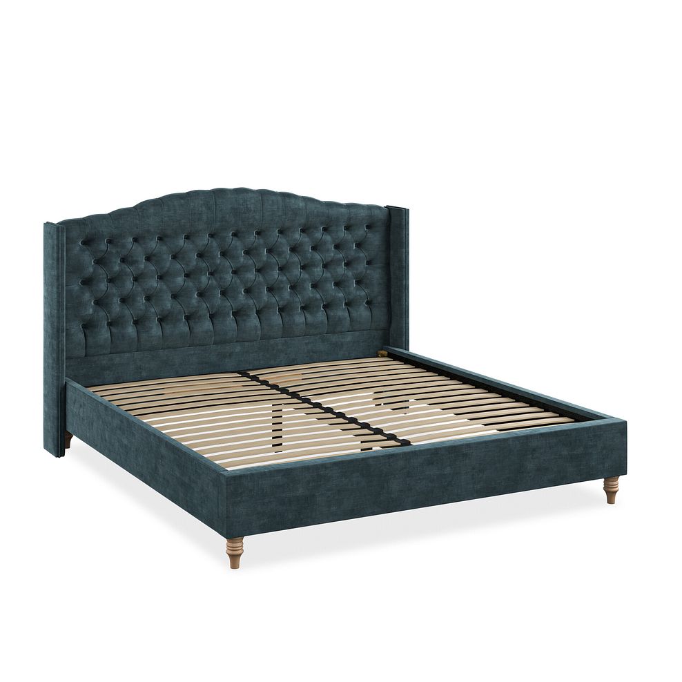 Kendal Super King-Size Bed with Winged Headboard in Heritage Velvet - Airforce 2