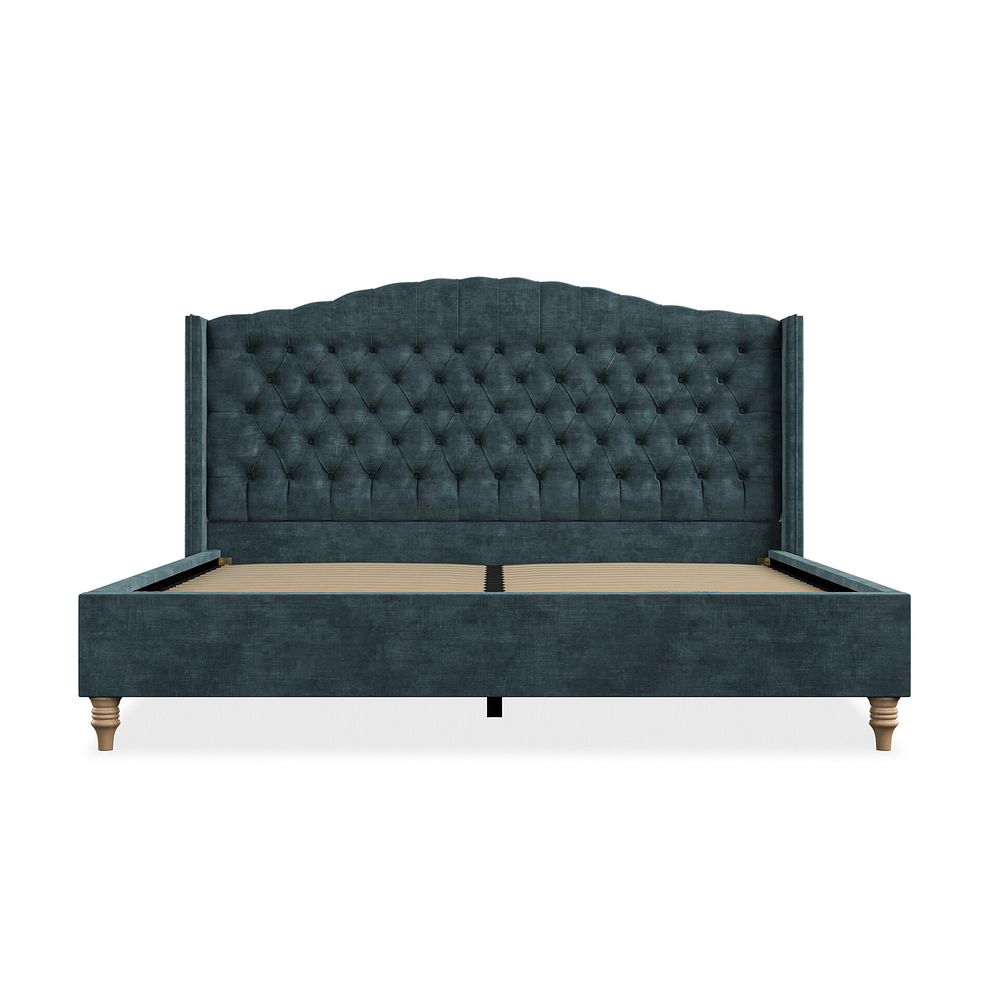 Kendal Super King-Size Bed with Winged Headboard in Heritage Velvet - Airforce 3