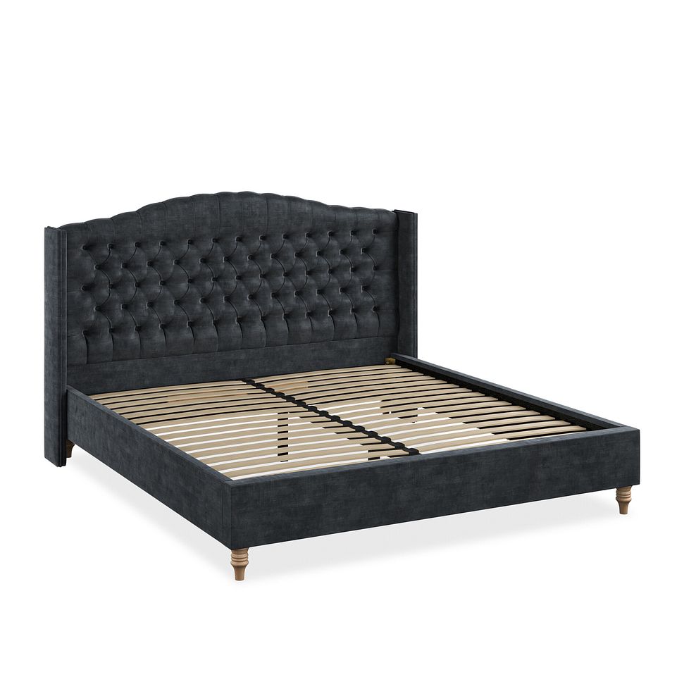 Kendal Super King-Size Bed with Winged Headboard in Heritage Velvet - Charcoal 2