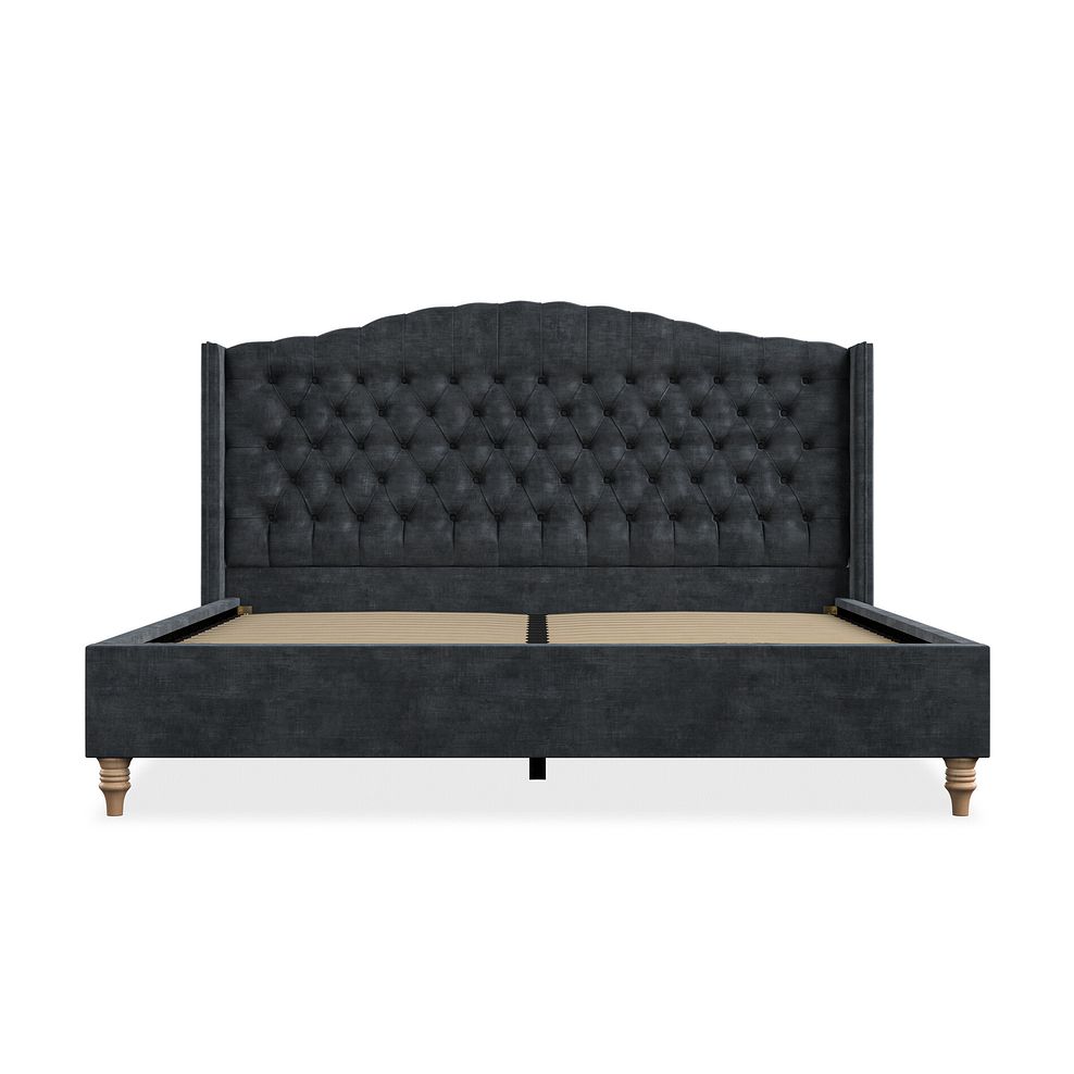 Kendal Super King-Size Bed with Winged Headboard in Heritage Velvet - Charcoal 3