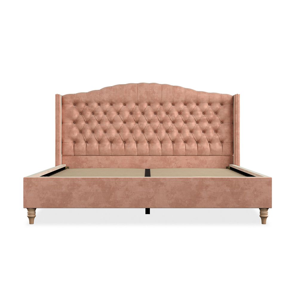 Kendal Super King-Size Bed with Winged Headboard in Heritage Velvet - Powder Pink 3