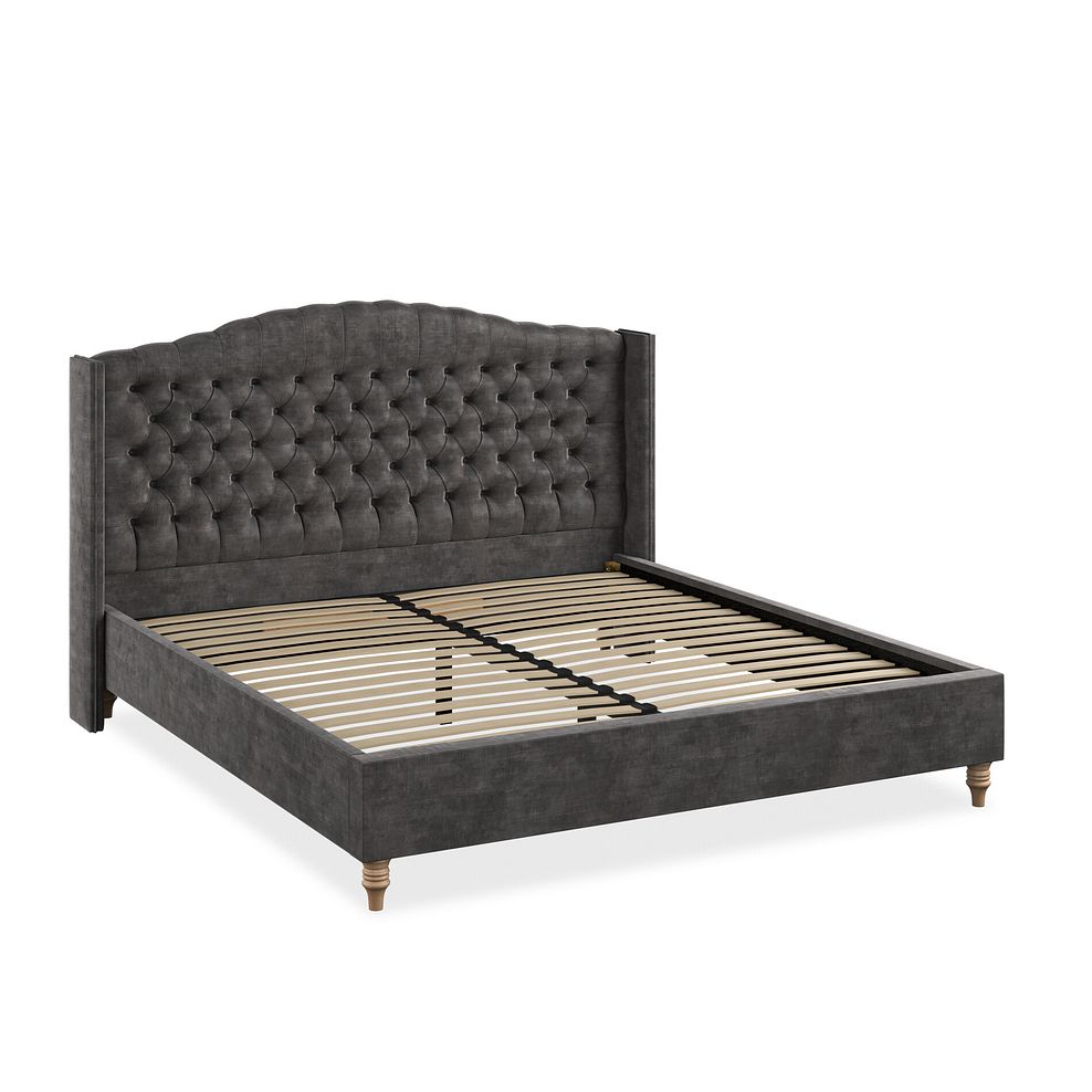 Kendal Super King-Size Bed with Winged Headboard in Heritage Velvet - Steel 2