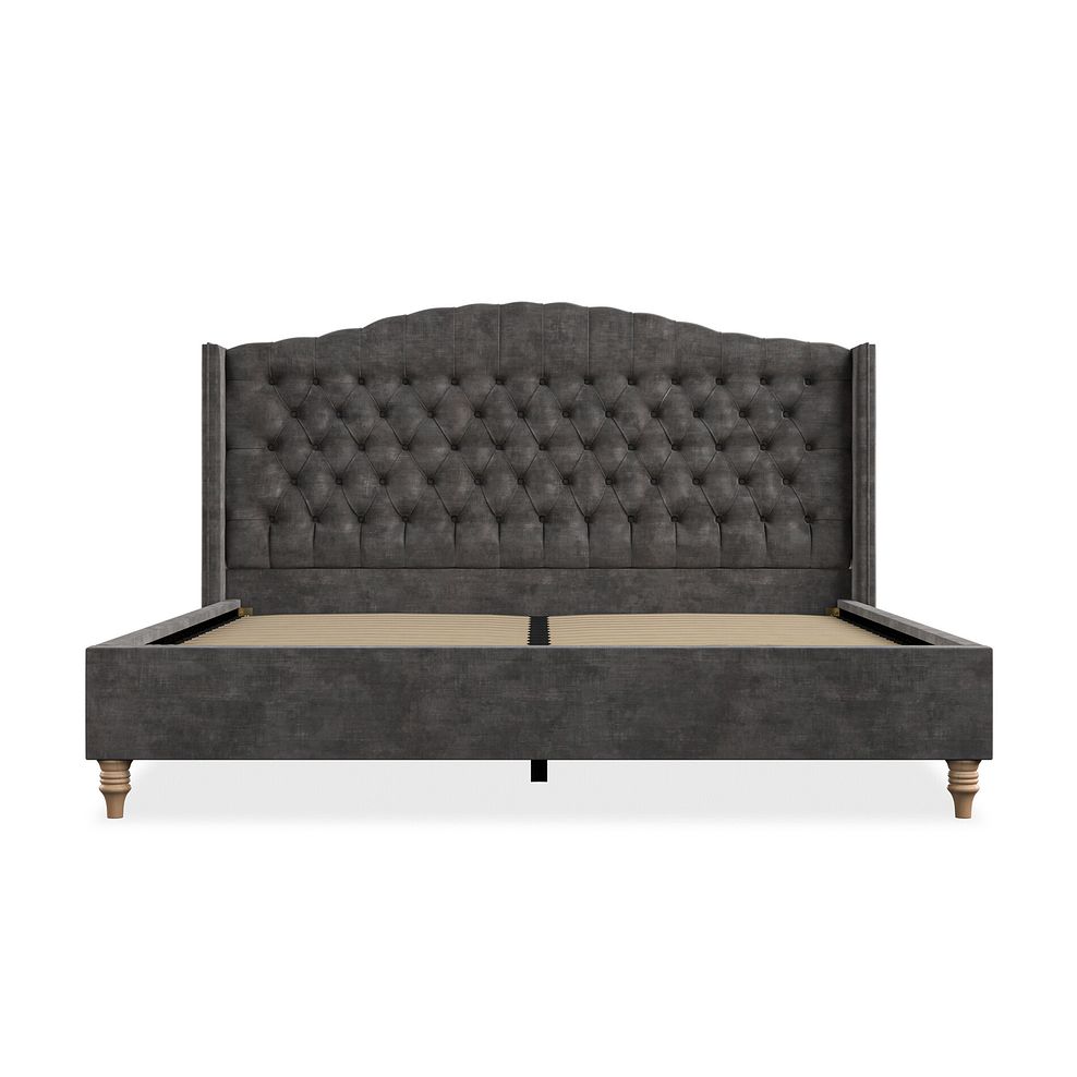 Kendal Super King-Size Bed with Winged Headboard in Heritage Velvet - Steel 3