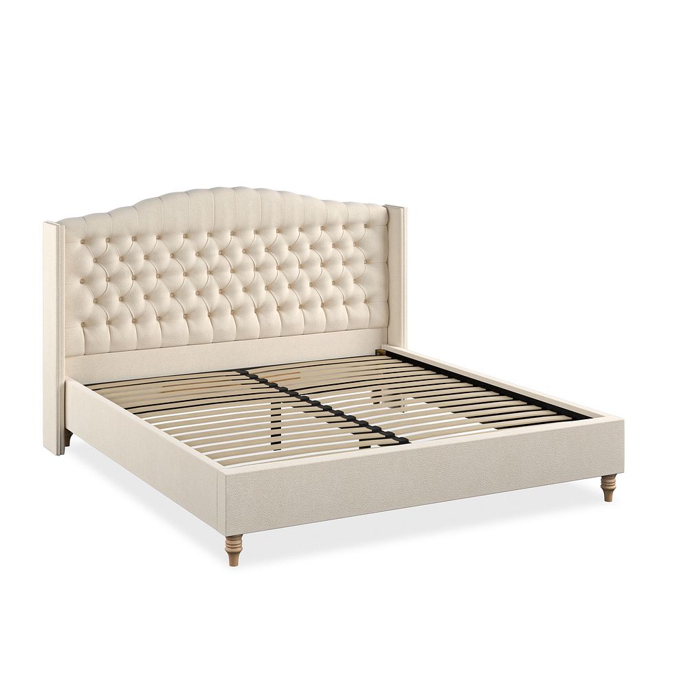Kendal Super King-Size Bed with Winged Headboard in Venice Fabric - Cream 2