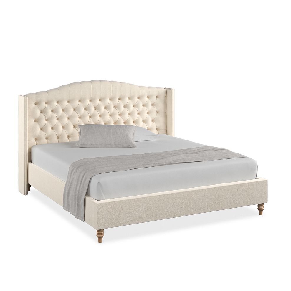 Kendal Super King-Size Bed with Winged Headboard in Venice Fabric - Cream 1