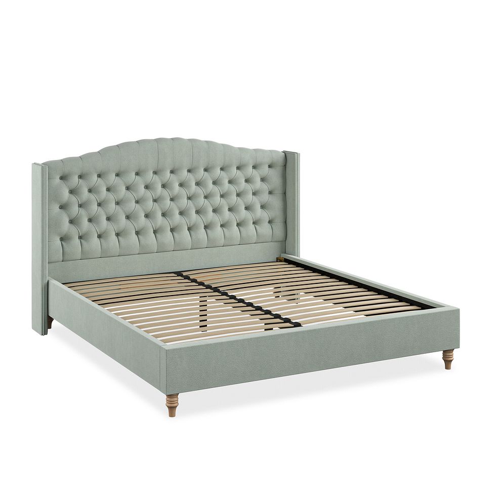 Kendal Super King-Size Bed with Winged Headboard in Venice Fabric - Duck Egg 2