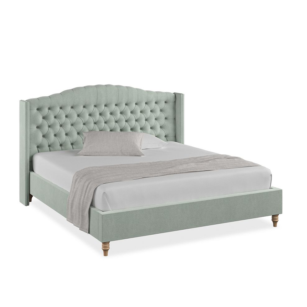 Kendal Super King-Size Bed with Winged Headboard in Venice Fabric - Duck Egg 1