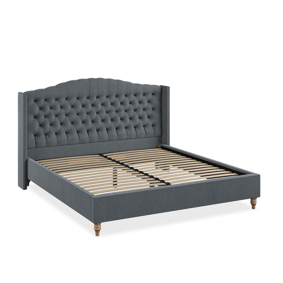 Kendal Super King-Size Bed with Winged Headboard in Venice Fabric - Graphite 2