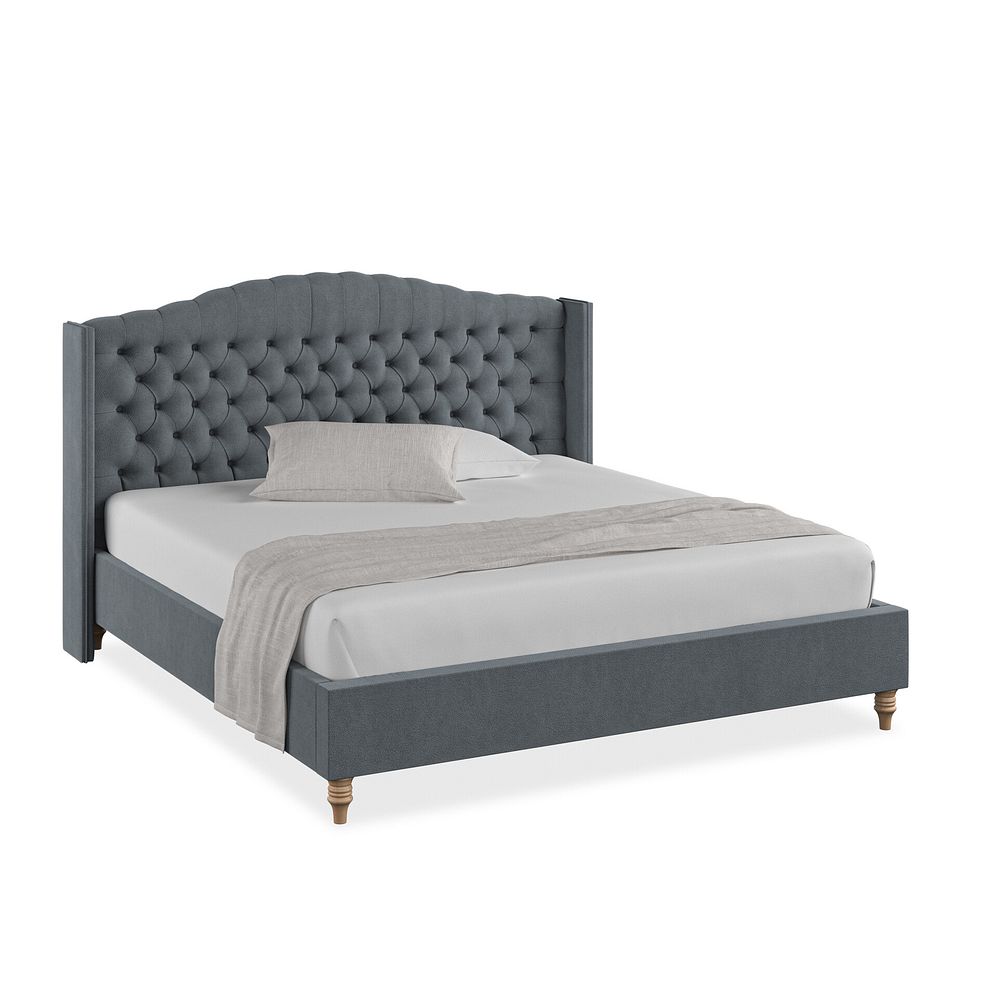 Kendal Super King-Size Bed with Winged Headboard in Venice Fabric - Graphite 1