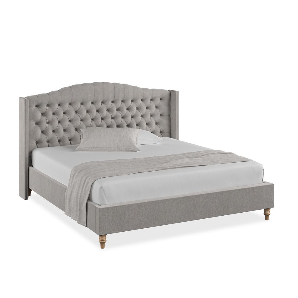 Kendal Super King-Size Bed with Winged Headboard in Venice Fabric - Grey 1
