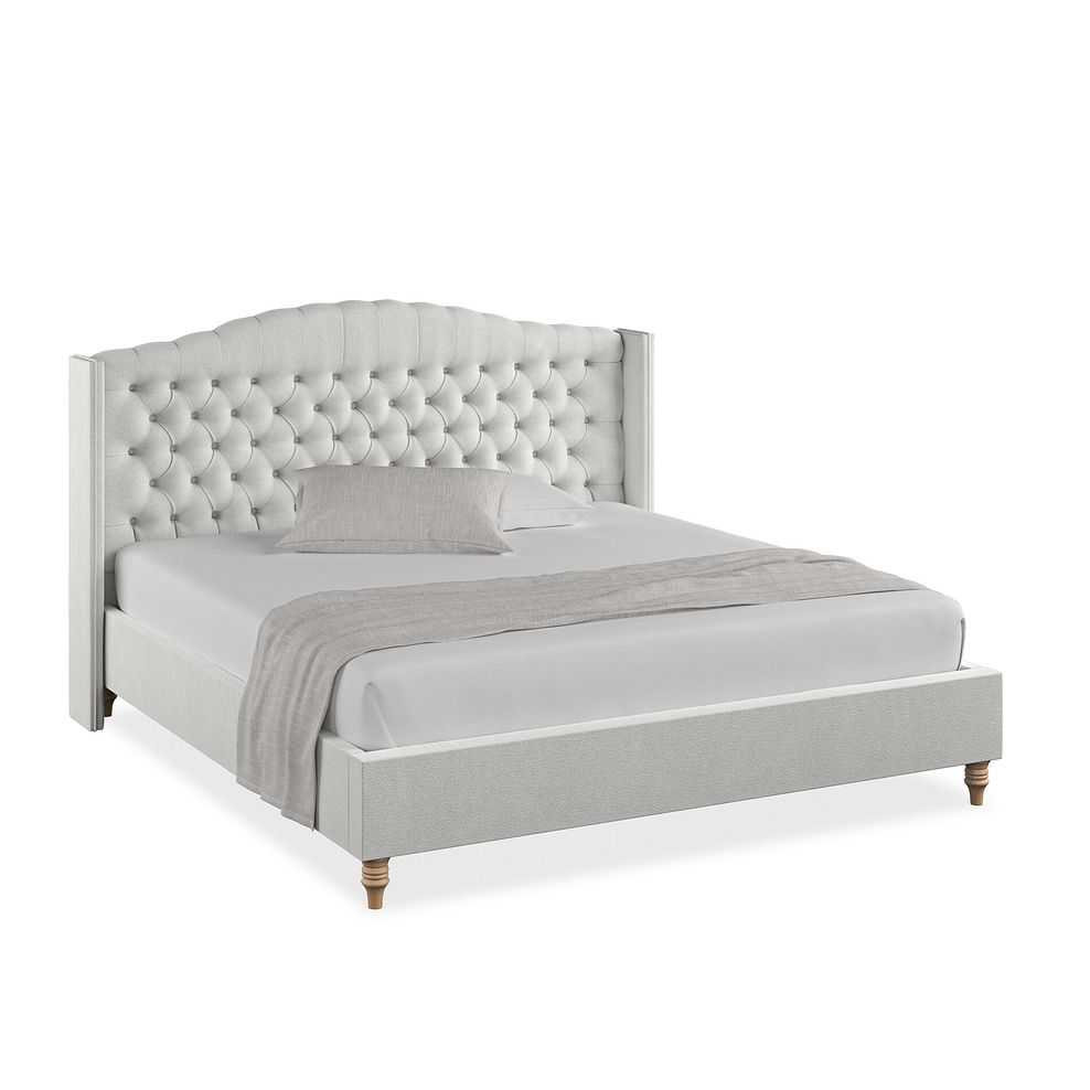Kendal Super King-Size Bed with Winged Headboard in Venice Fabric - Silver 1