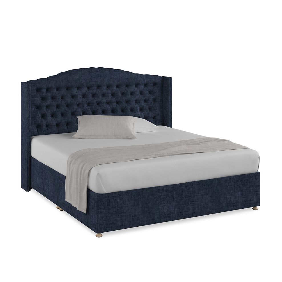 Kendal Super King-Size Divan Bed with Winged Headboard in Brooklyn Fabric - Hummingbird Blue 1