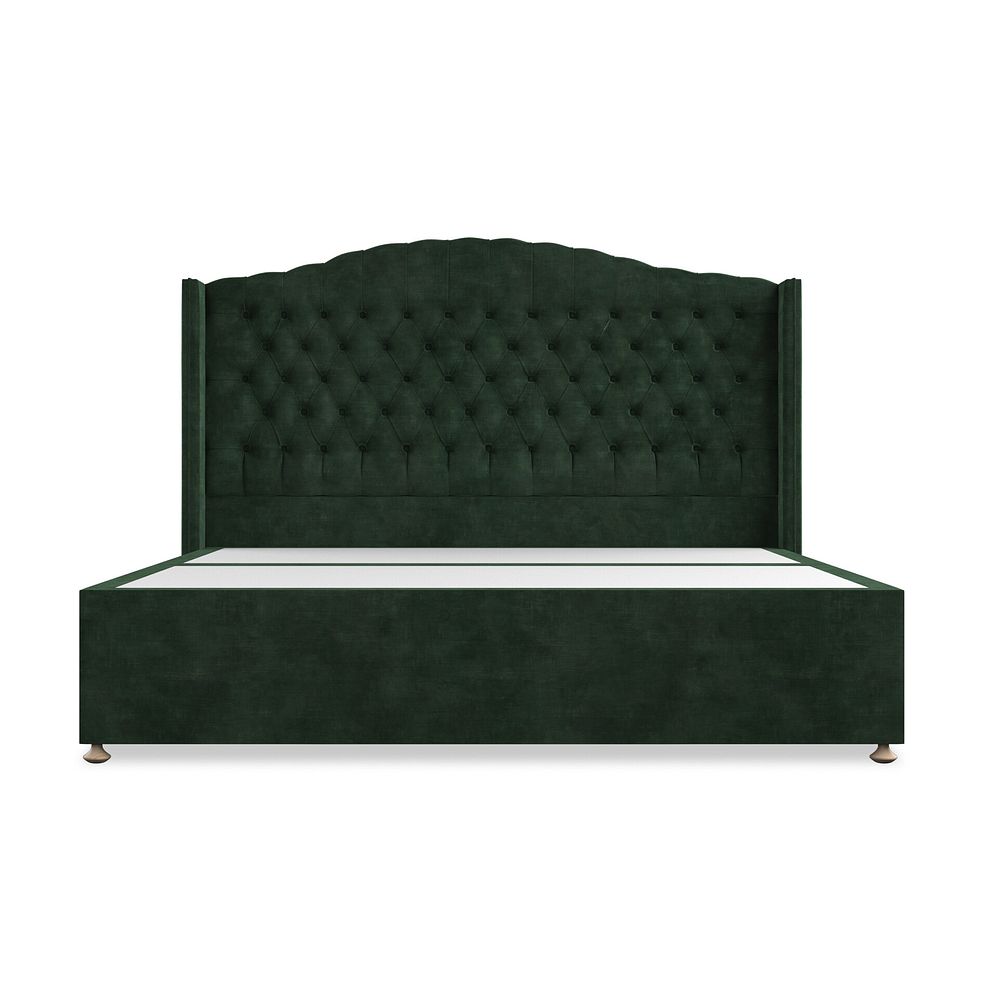 Kendal Super King-Size Divan Bed with Winged Headboard in Heritage Velvet - Bottle Green 3