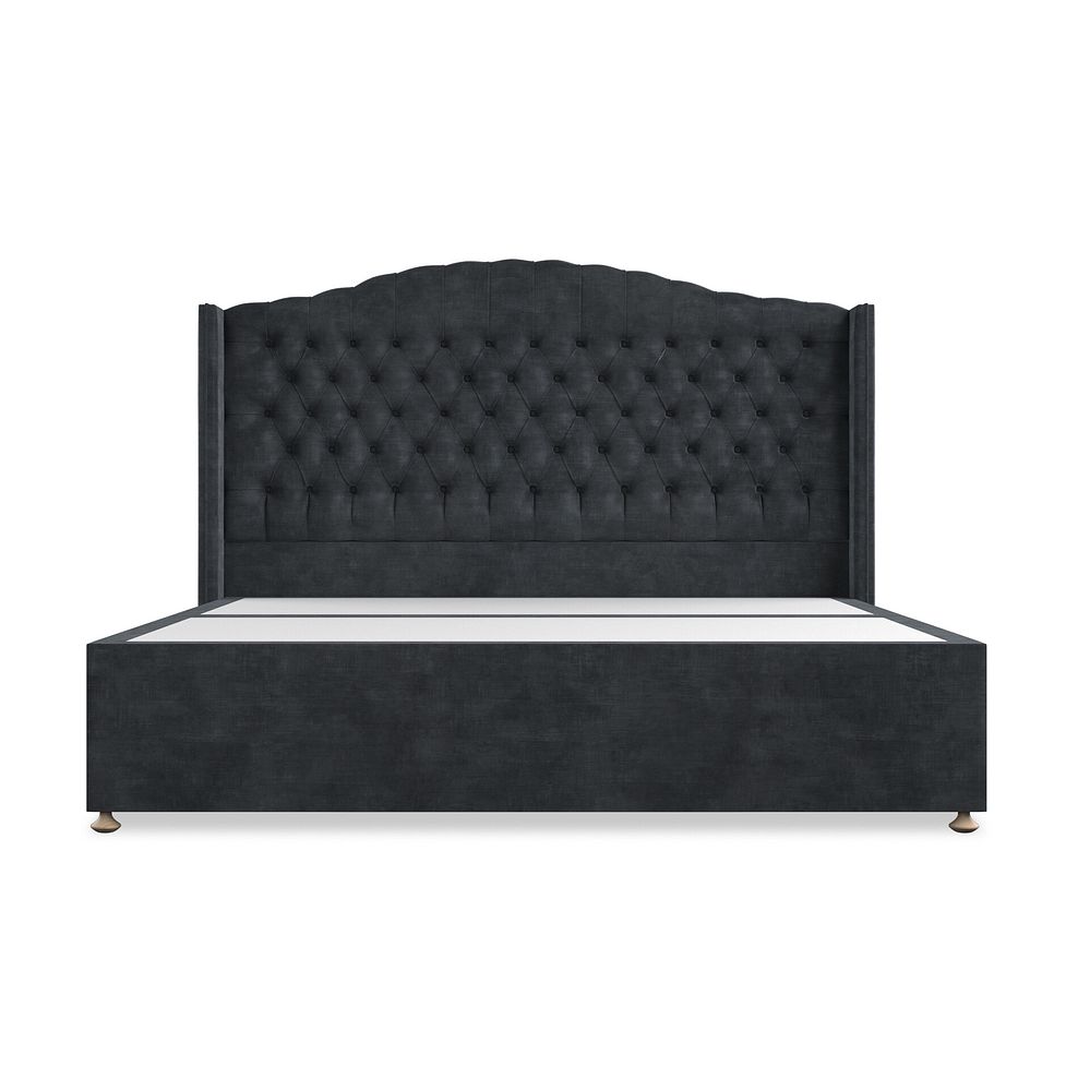 Kendal Super King-Size Divan Bed with Winged Headboard in Heritage Velvet - Charcoal 3