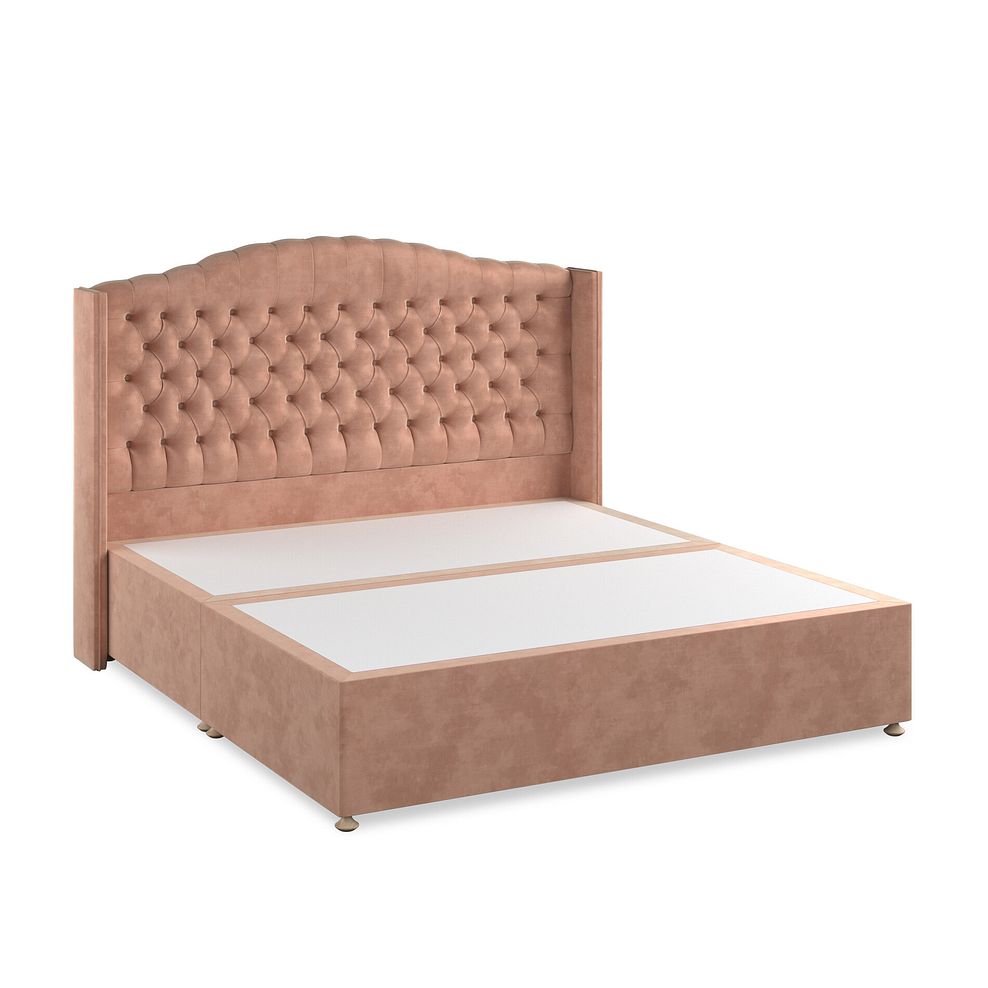 Kendal Super King-Size Divan Bed with Winged Headboard in Heritage Velvet - Powder Pink 2