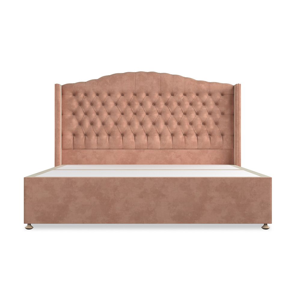 Kendal Super King-Size Divan Bed with Winged Headboard in Heritage Velvet - Powder Pink 3