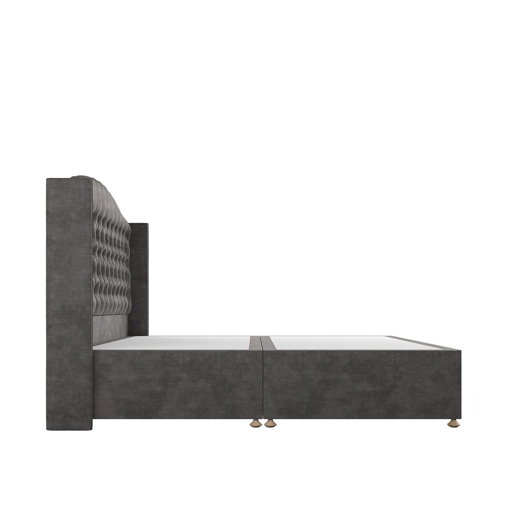 Kendal Super King-Size Divan Bed with Winged Headboard in Heritage Velvet - Steel 4