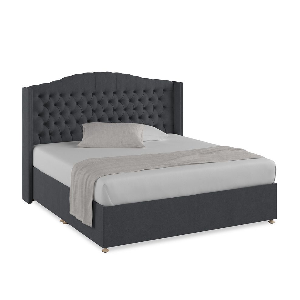 Kendal Super King-Size Divan Bed with Winged Headboard in Venice Fabric - Anthracite 1