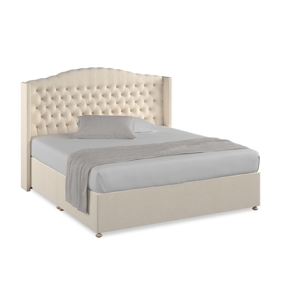 Kendal Super King-Size Divan Bed with Winged Headboard in Venice Fabric - Cream 1