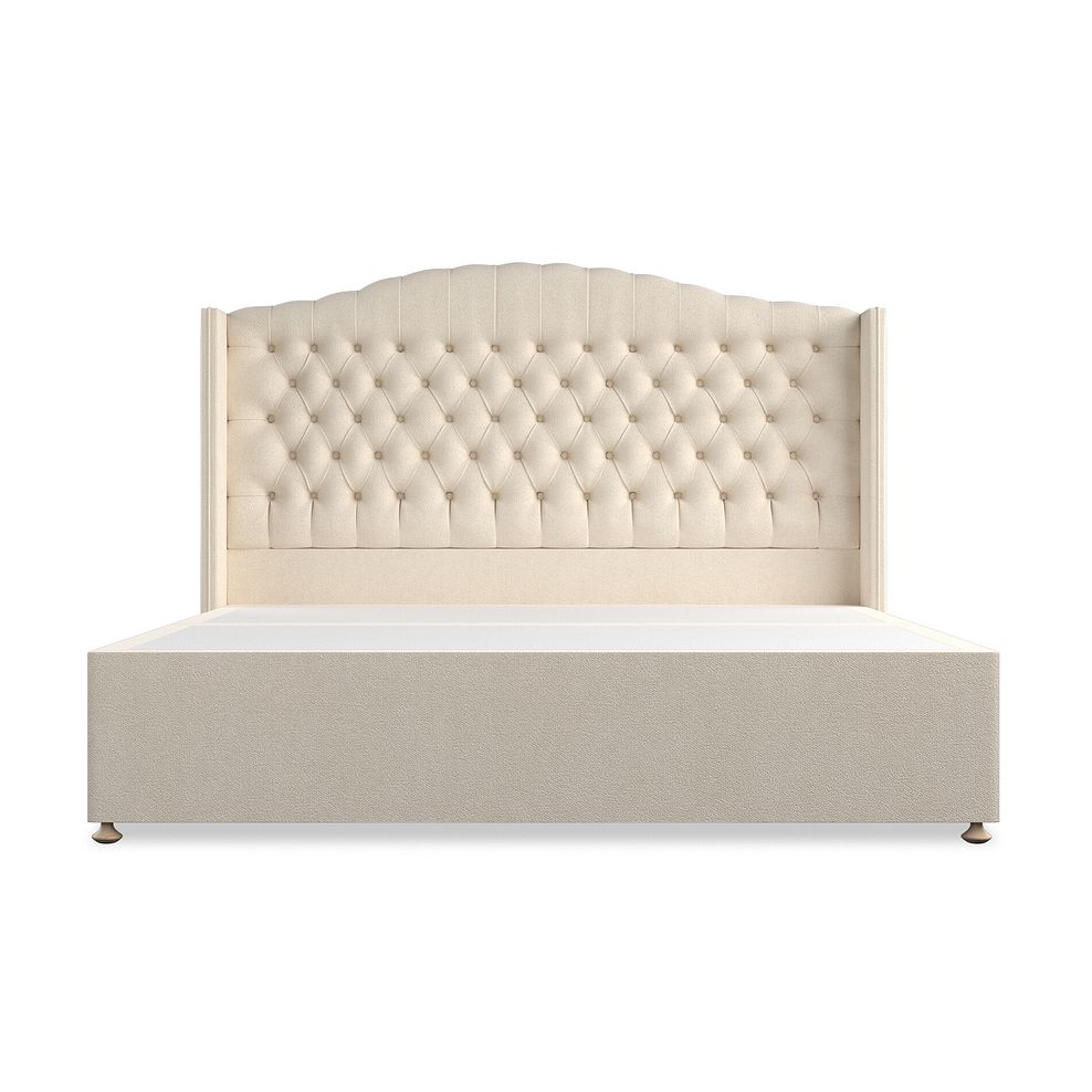 Kendal Super King-Size Divan Bed with Winged Headboard in Venice Fabric - Cream 3