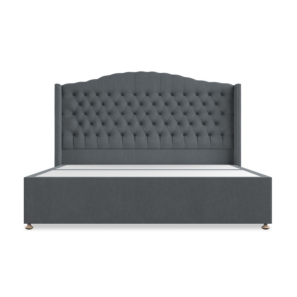Kendal Super King-Size Divan Bed with Winged Headboard in Venice Fabric - Graphite 3
