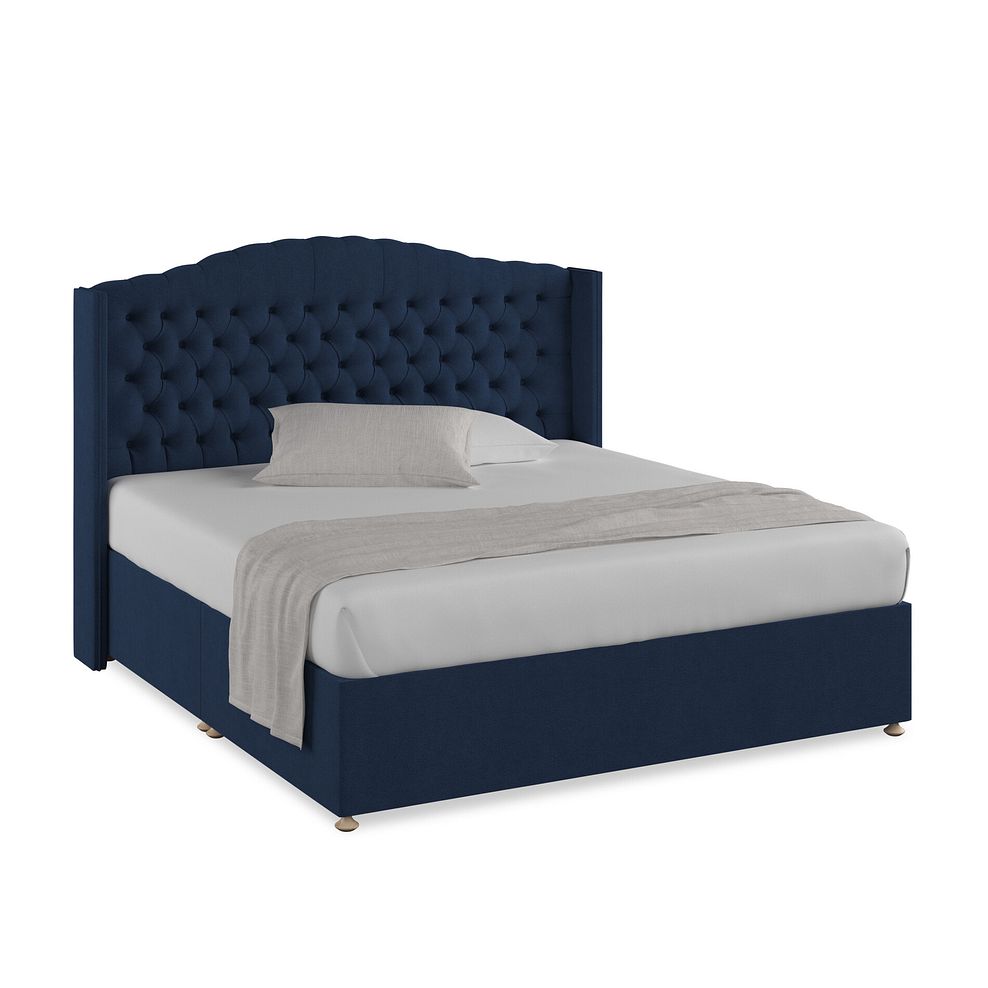 Kendal Super King-Size Divan Bed with Winged Headboard in Venice Fabric - Marine 1
