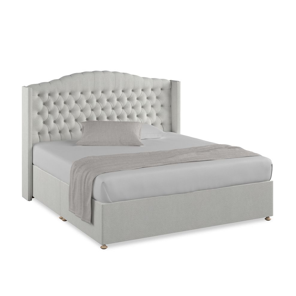Kendal Super King-Size Divan Bed with Winged Headboard in Venice Fabric - Silver 1