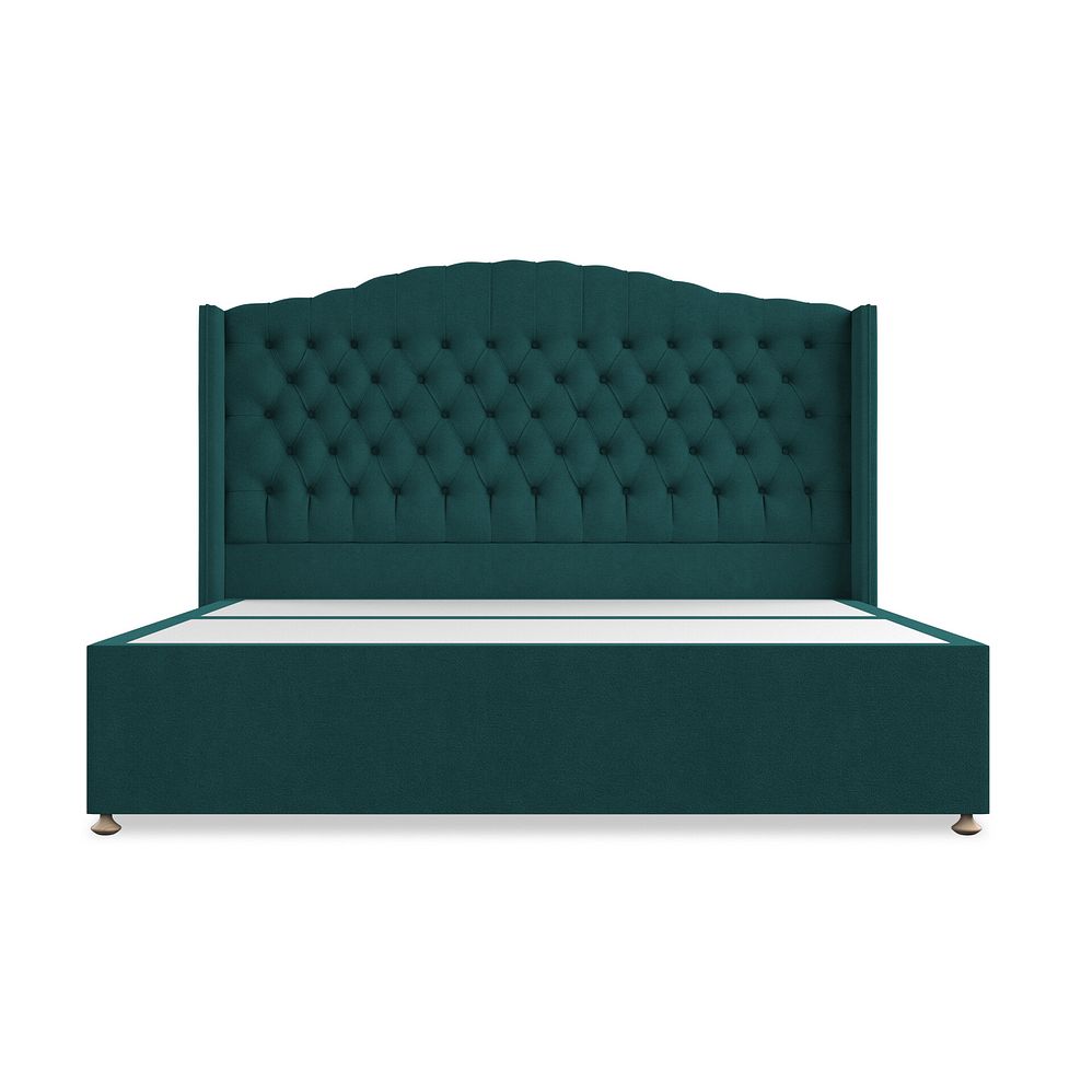 Kendal Super King-Size Divan Bed with Winged Headboard in Venice Fabric - Teal 3