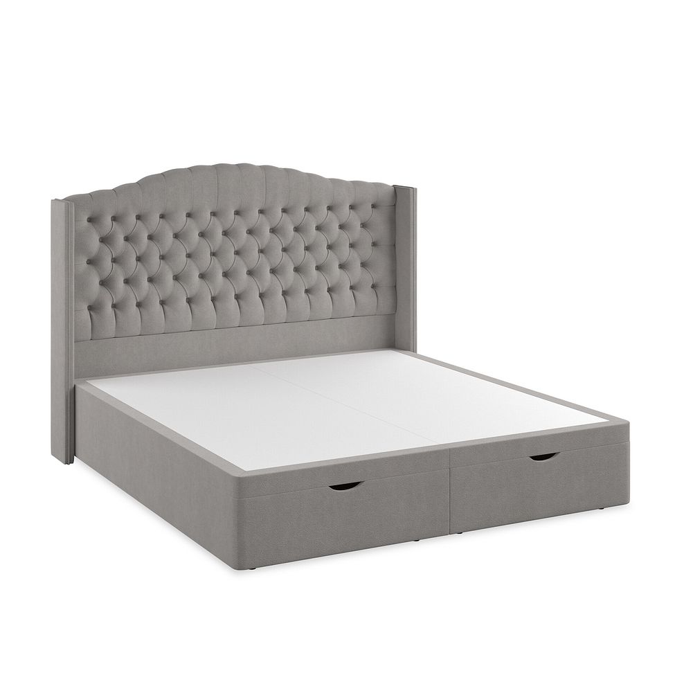 Kendal Super King-Size Storage Ottoman Bed with Winged Headboard in Venice Fabric - Grey Thumbnail 2