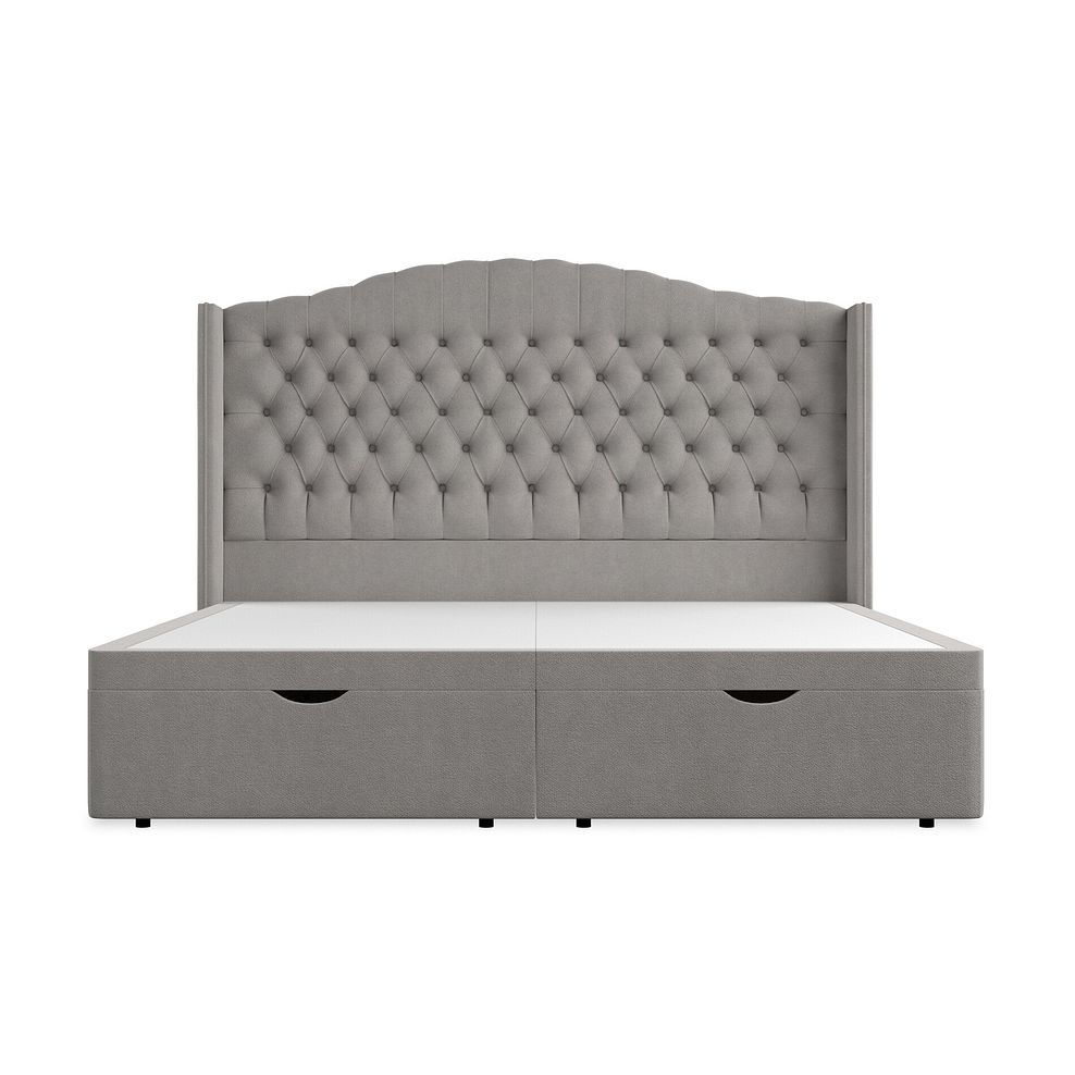Kendal Super King-Size Storage Ottoman Bed with Winged Headboard in Venice Fabric - Grey Thumbnail 4
