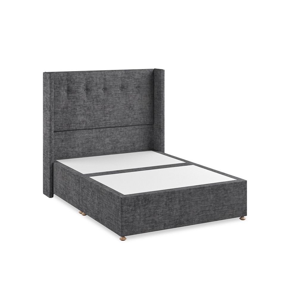 Kent Double 2 Drawer Divan Bed with Winged Headboard in Brooklyn Fabric - Asteroid Grey 2