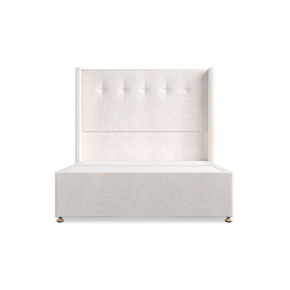 Kent Double 2 Drawer Divan Bed with Winged Headboard in Brooklyn Fabric - Lace White 3