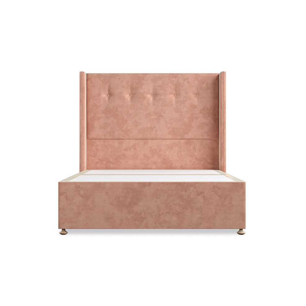 Kent Double 2 Drawer Divan Bed with Winged Headboard in Heritage Velvet - Powder Pink 3
