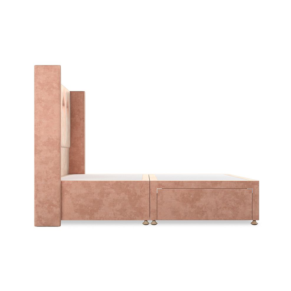 Kent Double 2 Drawer Divan Bed with Winged Headboard in Heritage Velvet - Powder Pink 4