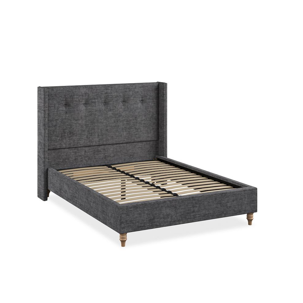 Kent Double Bed with Winged Headboard in Brooklyn Fabric - Asteroid Grey 2