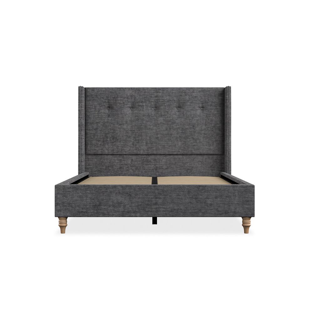 Kent Double Bed with Winged Headboard in Brooklyn Fabric - Asteroid Grey 3