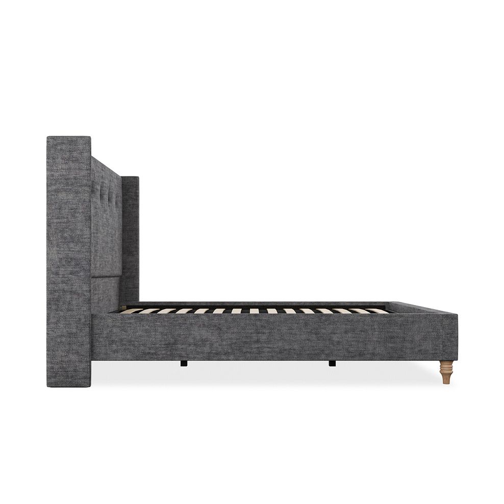 Kent Double Bed with Winged Headboard in Brooklyn Fabric - Asteroid Grey 4
