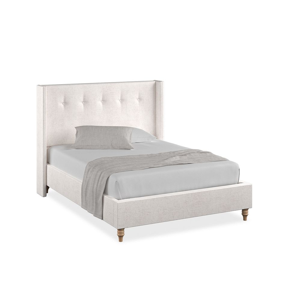 Kent Double Bed with Winged Headboard in Brooklyn Fabric - Lace White 1