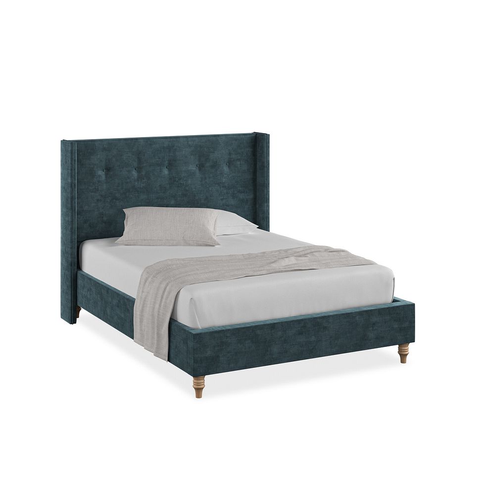 Kent Double Bed with Winged Headboard in Heritage Velvet - Airforce 1