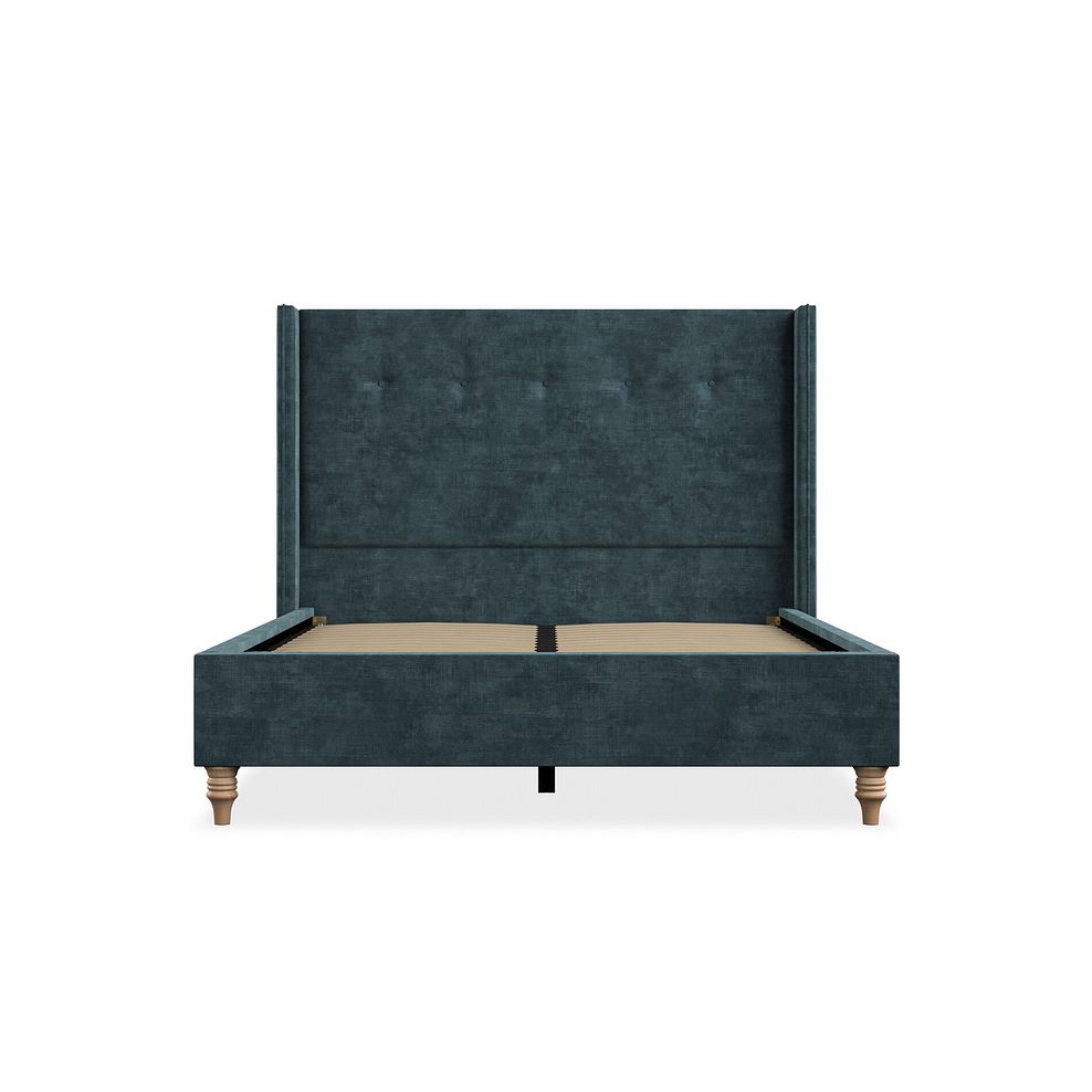 Kent Double Bed with Winged Headboard in Heritage Velvet - Airforce 3
